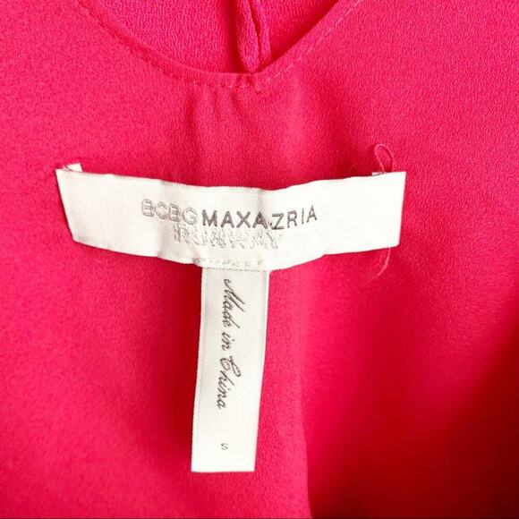 BCBGMAXAZRIA Runway Cardine Drape Chiffon V-Neck Dress Style Red Size Small S - Picture 14 of 14